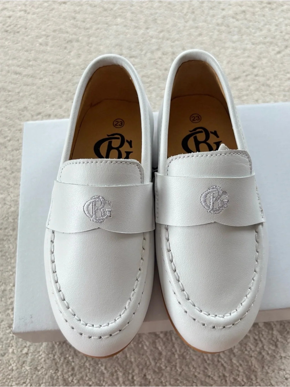 Beatrice & George White Leather dress Penny Loafers